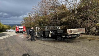 Sinopta seyir halindeki kamyonet alevlere teslim oldu