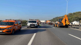 Tır kazası TEMi kilitledi