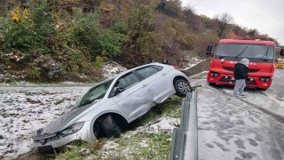 Alaplıda otomobil yoldan çıktı