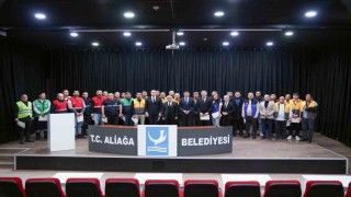 Aliağada orman yangınlarıyla mücadele eden personele teşekkür belgesi