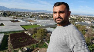 Antalyada çiftçiler 1,5 dönümlük tarlaya 13 bin marulla Türk bayrağı deseni oluşturdu