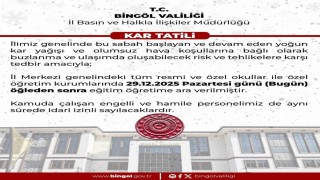 Bingölde eğitime 1 gün ara verildi
