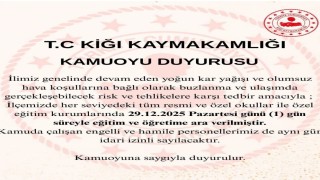 Bingölün 2 ilçesinde eğitime 1 gün ara verildi