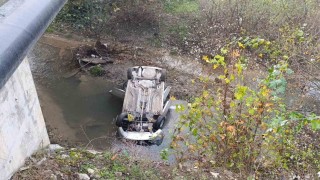 Dereye uçan otomobilin sürücüsü yaralandı