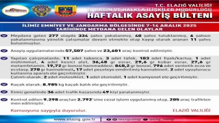 Elazığda 277 asayiş olayında 334 şahıs yakalandı