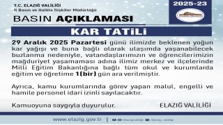 Elazığda eğitim-öğretime 1 gün ara verildi