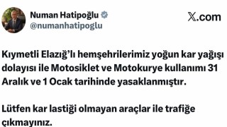 Elazığda motosiklet ve motokurye kullanımı yasaklandı