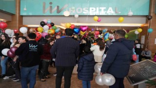 Gaziantepte kanseri yenen Melih Tuğra için gökyüzüne balonlar bırakıldı