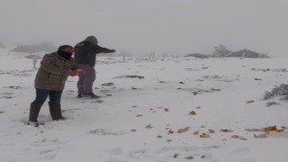 Halkapınarda kar yağışı etkili oluyor