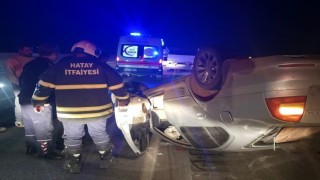 Hassada ters dönen otomobilin sürücüsü yaralandı
