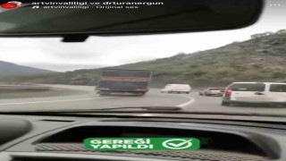 Hatalı sollama yapan tır sürücüsüne ceza