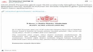 İstanbul Valiliğinden Güngörendeki patlamayla ilgili açıklama: Doğalgaz kaynaklı olduğu düşünülen patlamada 2 kişi yaralandı