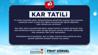Kahramanmaraş’ta Yoğun Kar Yağışı Nedeniyle Eğitime 1 Gün Ara