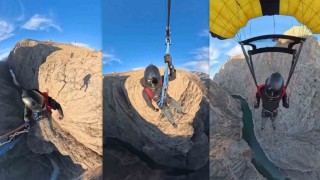 Karanlık Kanyonda base jump atlayışı nefes kesti