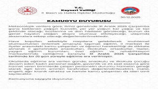 Kayseride eğitime 1 gün ara verildi