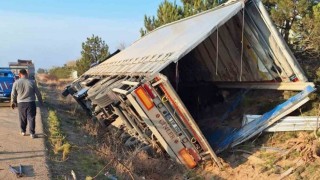 Kırıkkalede tır devrildi: 5 büyükbaş hayvan telef oldu