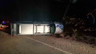 Kontrolden çıkan pikap PTS direğine çarptı