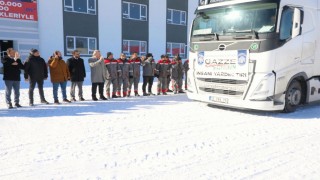 Melikgazinin yardım tırı dualarla Gazzeye uğurlandı