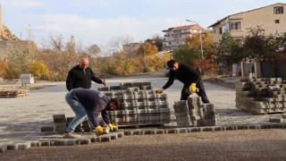 Oltuda 115 bin metrekare parke taş döşendi