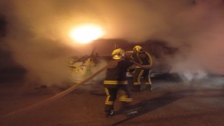 Park halindeki minibüs alev aldı