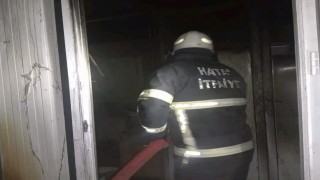 Samandağda yanan konteyner kullanılamaz hale geldi