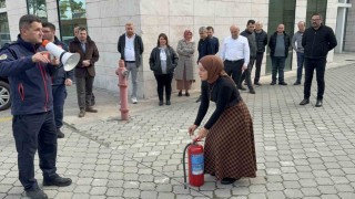 Samsun Adliyesinde yangın söndürme tatbikatı