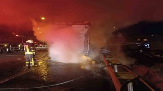 Şanlıurfada beyaz eşya yüklü tır alev alev yandı