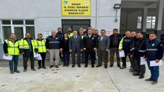 Sinop il özel idaresi personellerine teşekkür belgesi