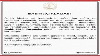 Şırnakta okullar çarşamba günü tatil edildi
