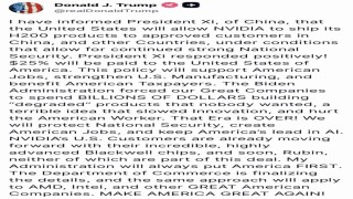 Trumptan Çine çip satışına şartlı izin açıklaması: Başkan Xiye bildirdim ve olumlu karşıladı