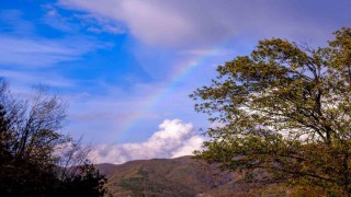 Yağıştan sonra gökyüzünde gökkuşağı oluştu