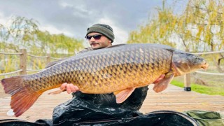 Yakaladıkları dev gibi sazan balığını suya geri bıraktılar