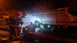 Yoldan çıkan otomobil ters döndü; 1 yaralı