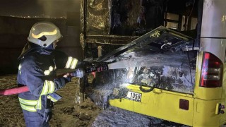 Yozgatta özel halk otobüsü yandı