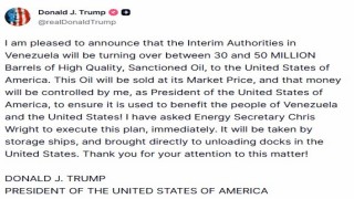 ABD Başkanı Trump: Venezuela, 30 ila 50 milyon varil arasında petrolü ABDye devredecek