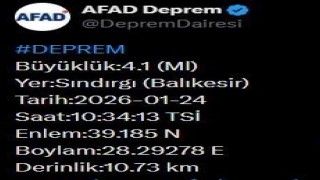 Balıkesirde 4.1 büyüklüğünde deprem