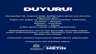Bünyanda ulaşıma kar engeli