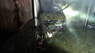 Çanda çıkan yangında 1 otomobil ve 1 motosiklet yandı