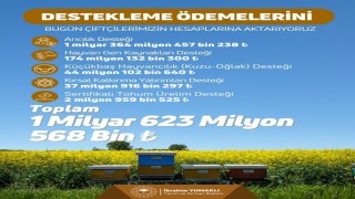 Çiftçilere 1 milyar 623 milyon lira tarımsal destek ödemesi yapıldı
