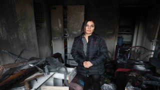 Depremde evi yıkılan ailenin yeni yuvası alev alev yandı