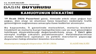 Elazığda  motosiklet, mobilet ve motorlu kuryelerin trafiğe çıkışları yasaklandı