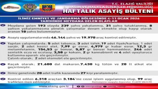 Elazığda asayiş uygulamaları: 193 olayda 239 şahıs yakalandı