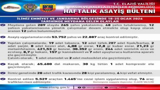 Elazığda asayiş uygulamaları: 209 olayda 265 şahıs yakalandı