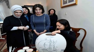 Emine Erdoğan ile Özbekistan Cumhurbaşkanının eşi Ziroat Mirziyoyeva Ankara Palası ziyaret etti
