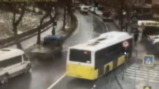 Esenlerde otoparka dalan İETT otobüsünün altında kalmaktan son anda kurtuldu