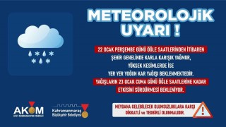 Kahramanmaraş genelinde 22 Ocakta kar yağışı bekleniyor