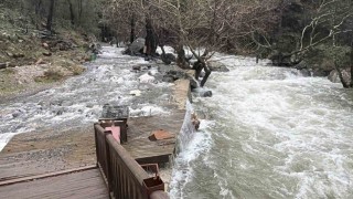 Kazdağlarında ani kar erimesi ve sağanak yağış nedeniyle dereler yataklarına sığmıyor