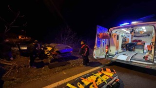 Kontrolden çıkan otomobil tarlaya girdi, sürücü yaralandı