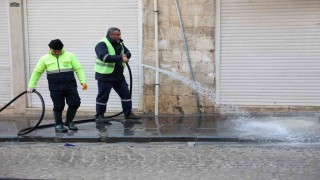 Mardinde tarihi 1. Caddede kar sonrası temizlik ve yenileme çalışması devam ediyor