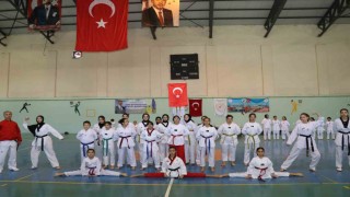 Oltuda taekwondo kuşak sınavı heyecanı